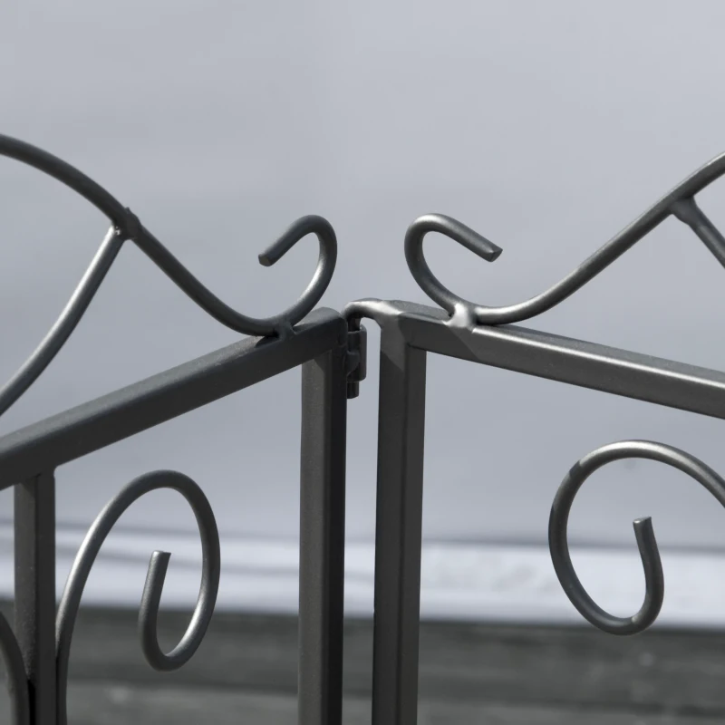 Outsunny Set de 4 vallas de jardín decorativas de metal Negro con adornos - 252x62 cm Negro