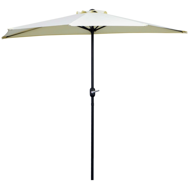 Outsunny Medio parasol 2,6 m, parasol de balcón 5 varillas acero poliéster Beige