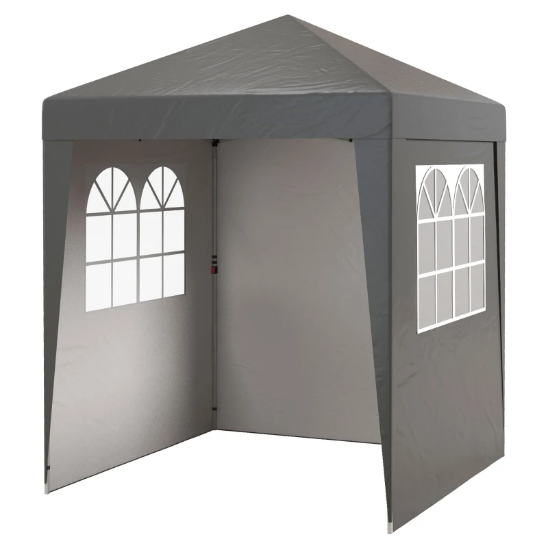 Outsunny Carpa plegable de jardín pop-up plegable, ajustable en altura, protección UV 30+, 3 paredes laterales, Gris