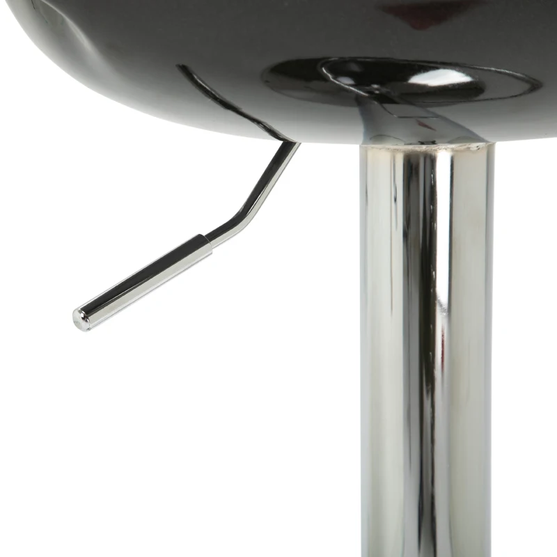 HOMCOM Set 2 Barhocker Hoch, 360° Drehbare Barhocker mit Rückenlehne und Fußstütze, Höhenverstellbar, Stahlbasis, für Esszimmer und Küche, 46x41x76-96cm, Schwarz