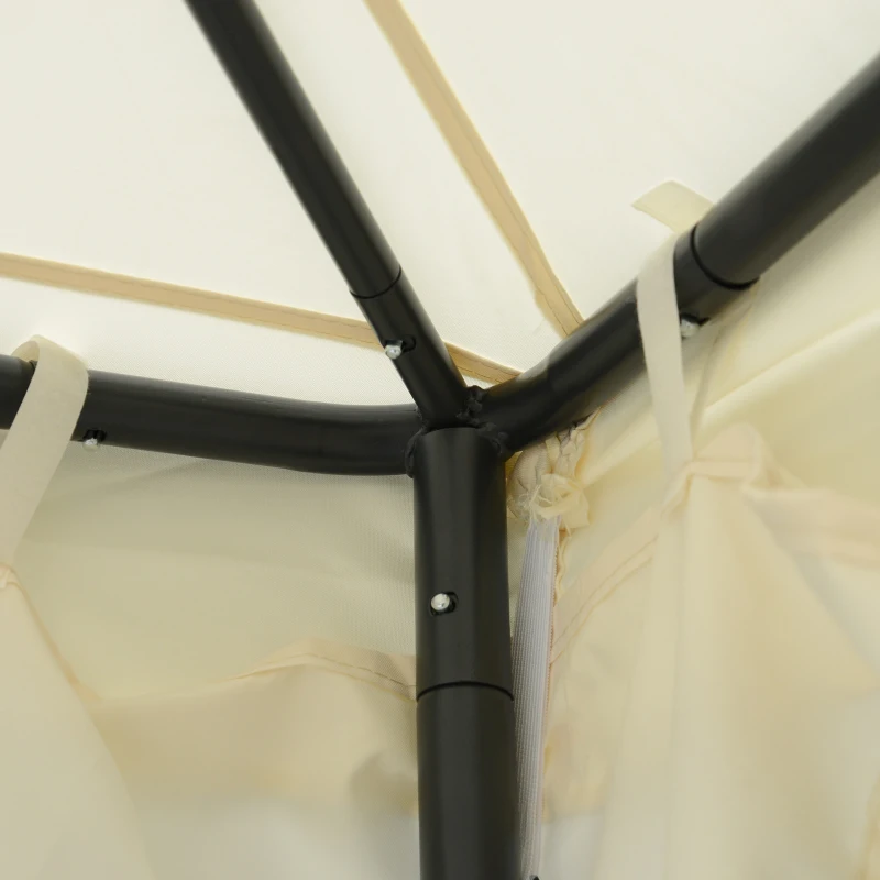 Outsunny 3 x 3 m Metal Gazebo, Garden Pavillion, Double Roof Outdoor Canopy Shelter with Mesh Sidewalls, Cream White