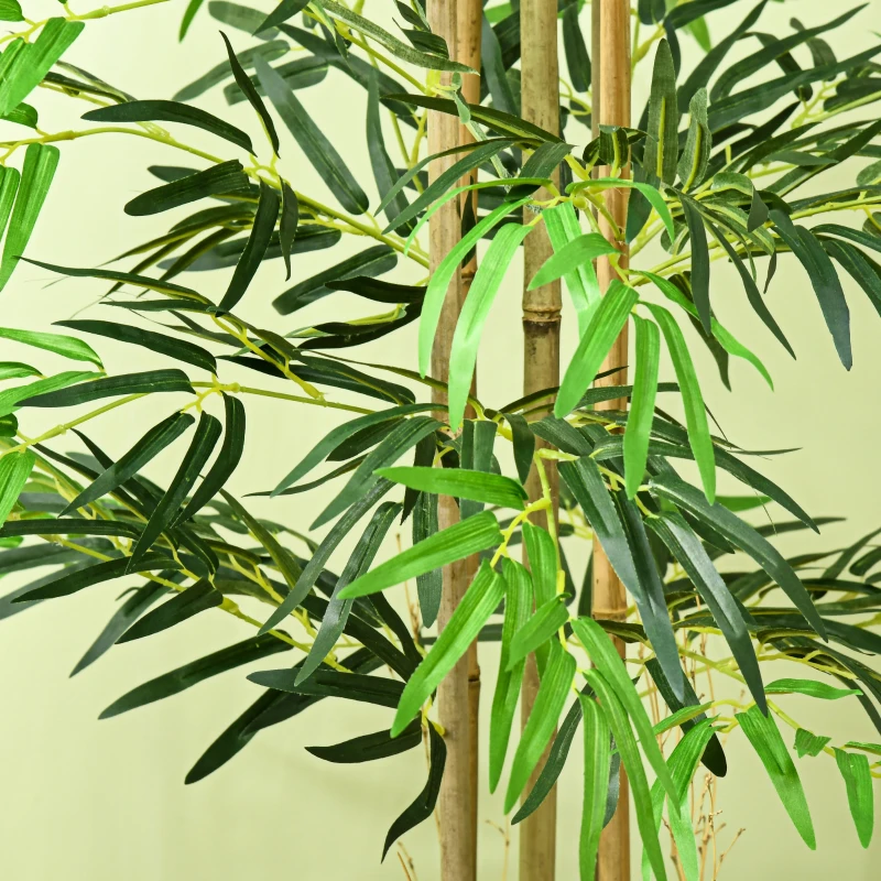Outsunny Bambú Artificial XL 1,15 m árbol artificial 730 Hojas densas realistas Maceta Incluido Negro Verde