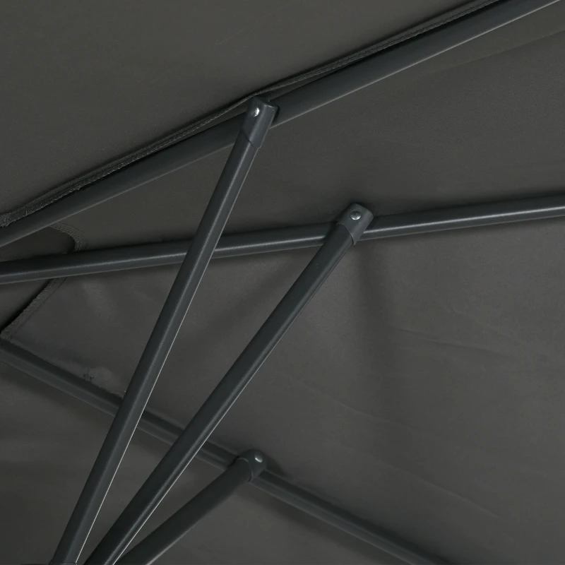 Outsunny Parasol Double Inclinable et Réglable avec Corde, en Polyester et Métal, 150x295x170-214 cm, Gris