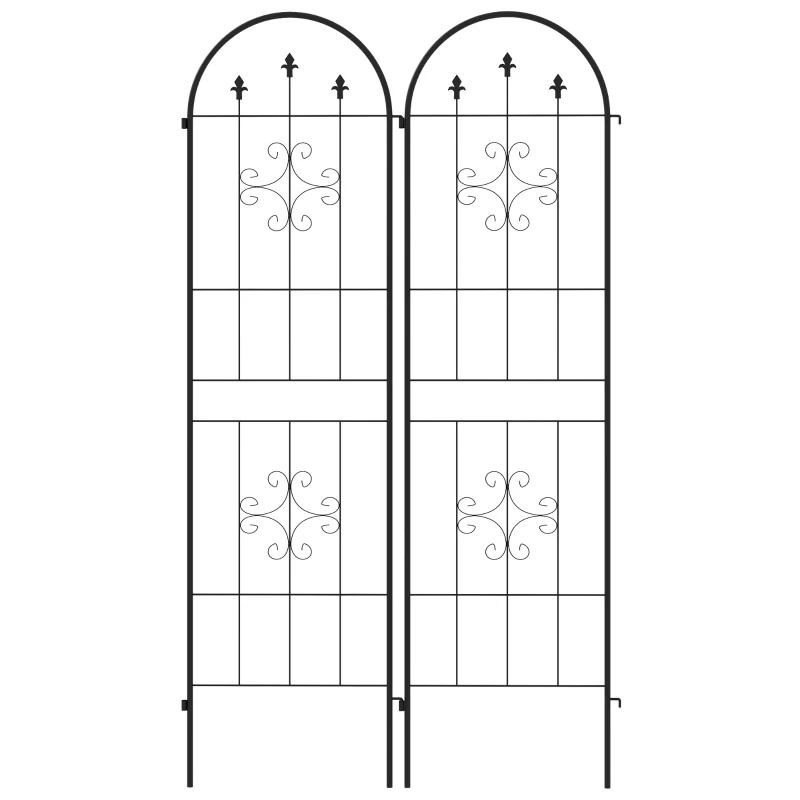 Outsunny Conjunto de 2 enrejados de jardín, soporte para plantas trepadoras en acero, 50x180 cm, Negro