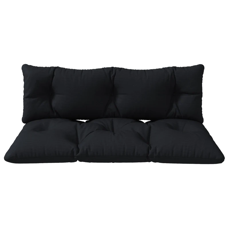 Outsunny Set 2 Gartenkissen für Sofas und Paletten aus Polyester mit Dicker Polsterung, Schwarz
