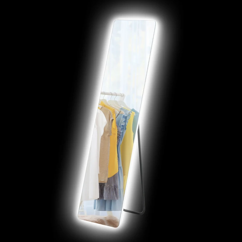 HOMCOM Specchio a Figura Intera LED, Controllo Touch, Senza Cornice, 40 x 150 cm, Trasparente