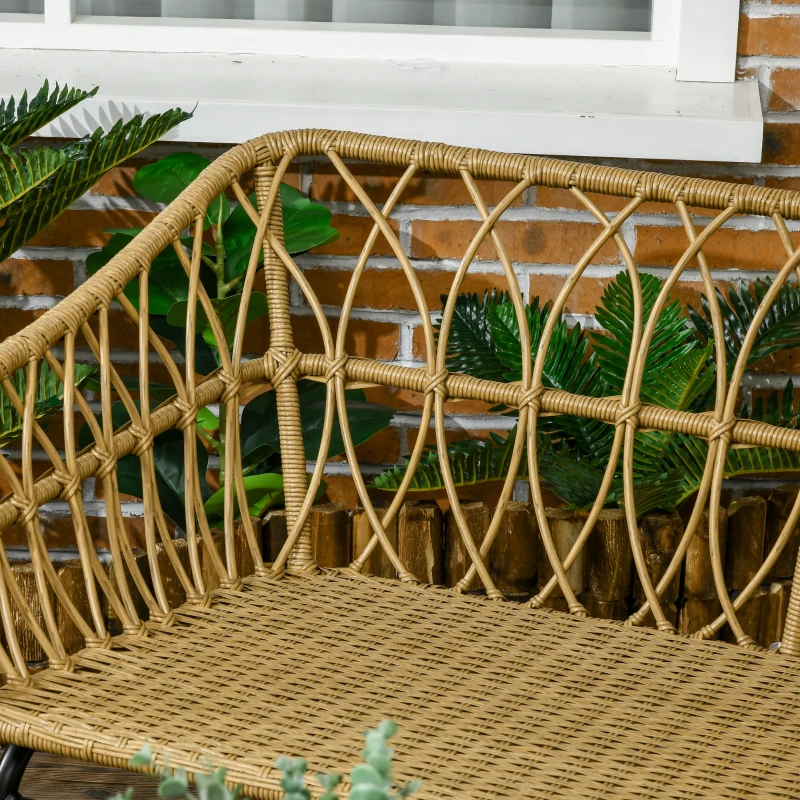 Outsunny Conjunto de jardín 4 piezas en resina trenzada sofá 2 plazas + 2 sillones + 1 mesa de centro sable y Crema