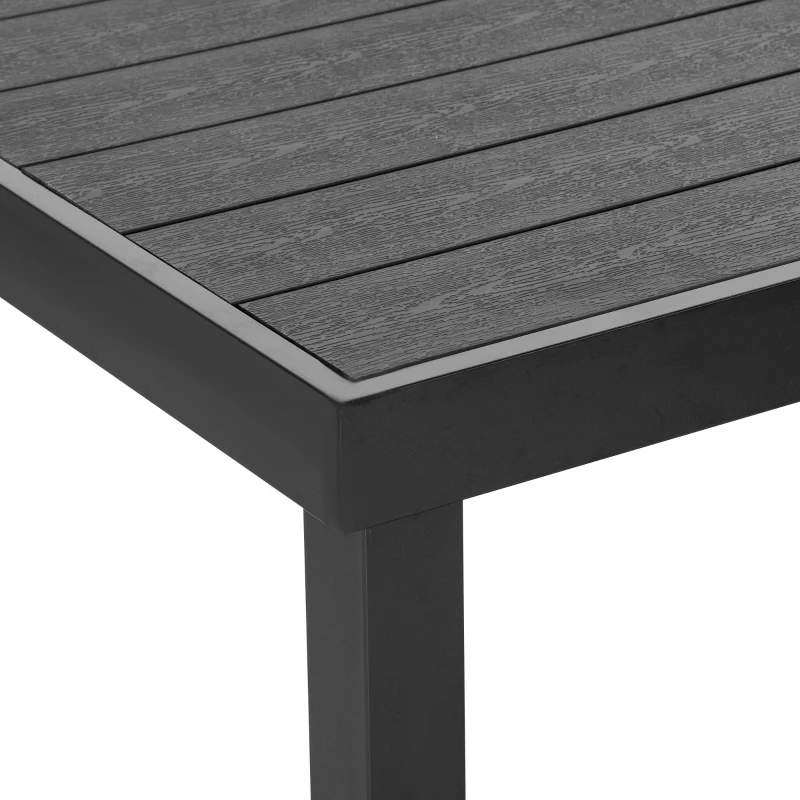 Outsunny Salon de jardín exterior 6 personas, marco de aluminio, mesa 140 cm, 6 sillas plegables y reclinables, Negro