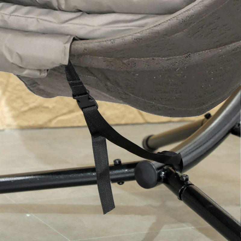 Outsunny Sillón Colgante Sillón de Jardín Sillón de Mimbre, Estilo Boho, 116x125x172 cm, Arena + Negro