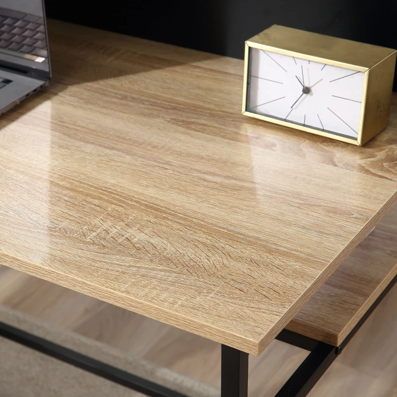 HOMCOM Scrivania con ripiani scrivania informatica scrivania da computer con 4 ripiani, ampio piano e lavagnetta nera per salotto camera ufficio a casa 120L x 53P x 126H cm, rovere e nero