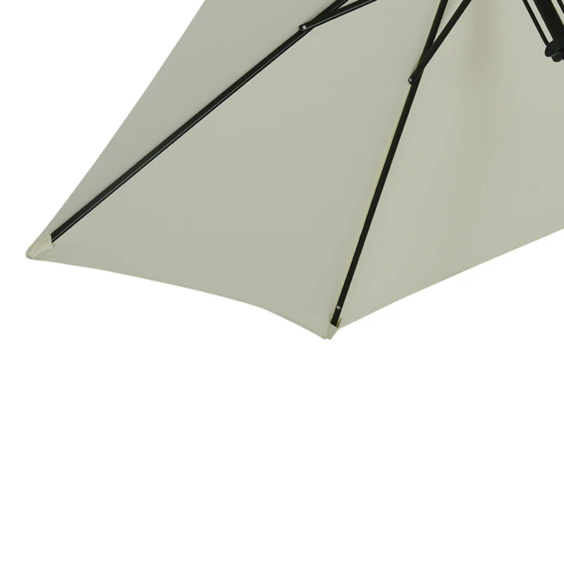 Outsunny Parasol de jardín inclinable a empuje manual con ventilación en metal poliéster alta densidad 180g/m² Gris claro