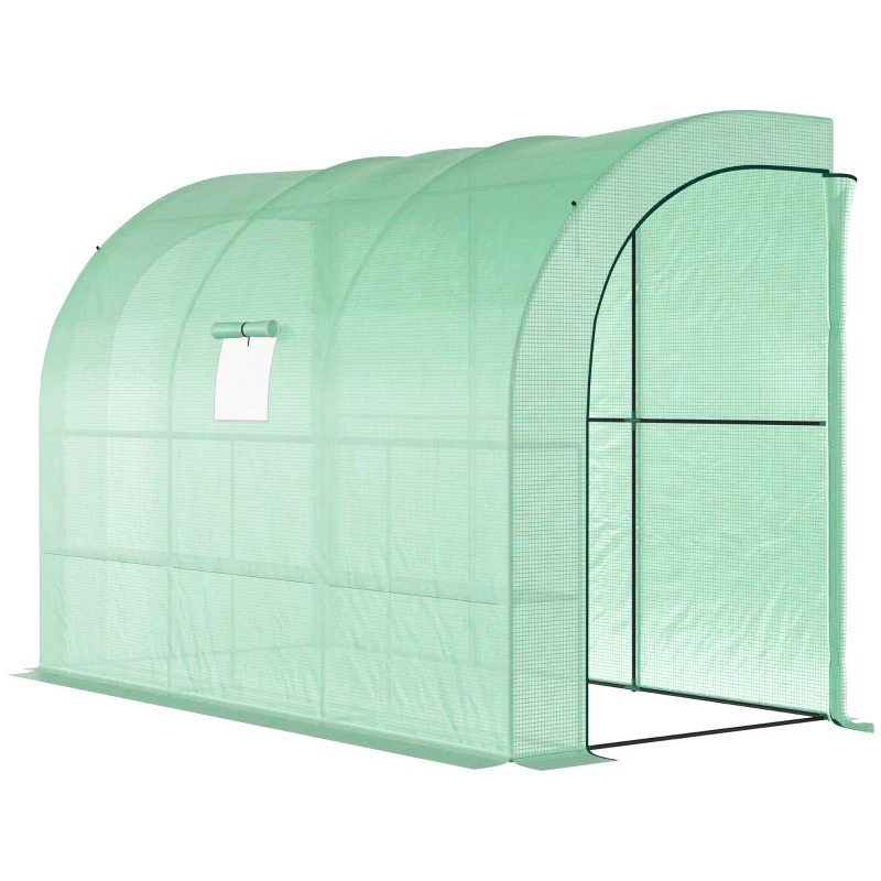 Outsunny Serra da Giardino con Copertura in Plastica, Resistente ai Raggi UV, 3 Piani, Porte a Rullo, Verde