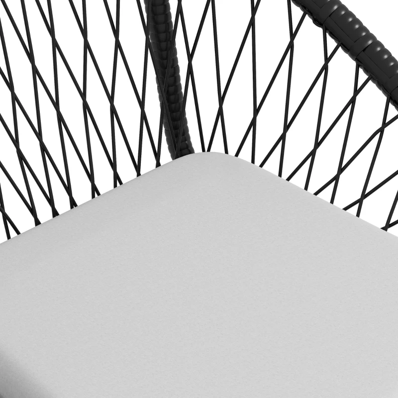 Outsunny Conjunto de salon de jardín para 2 personas con cojines de asiento mullidos con cuerda de resina trenzada y acero