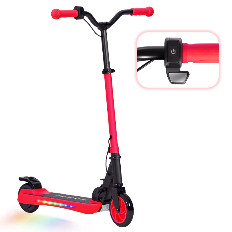 SPORTNOW Trottinette Électrique Pliable de +6 Ans Moteur 120 W Autonomie 6 KM MAX 10 KM/H Roues de 5" - 5,5" Hauteur Ajustable Rouge(m-6)