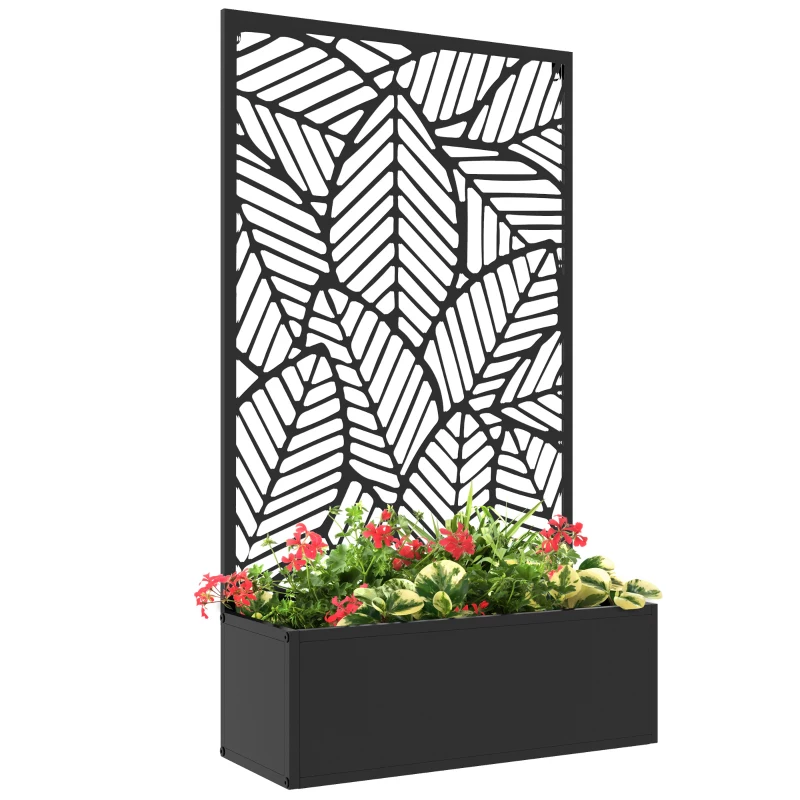 Outsunny Fioriera con Frangivista a Griglia per Piante Rampicanti, Vaso da Fiori, 61L x 23P x 113A cm