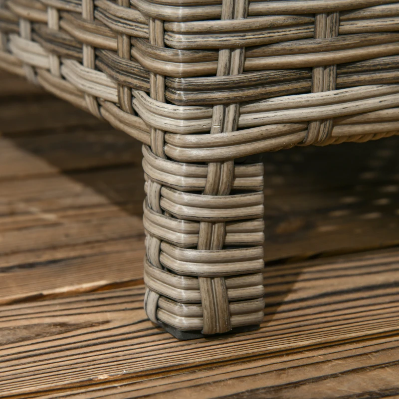 Outsunny Set da giardino 4 pezzi con divano 2 posti, 1 poggiapiedi, 2 tavolini con cuscini, beige e marrone