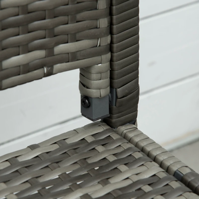 Outsunny Panca da Giardino in Stile Rattan, con Struttura in Acciaio, per 2 Persone, Grigio, 122 x 60 x 85cm