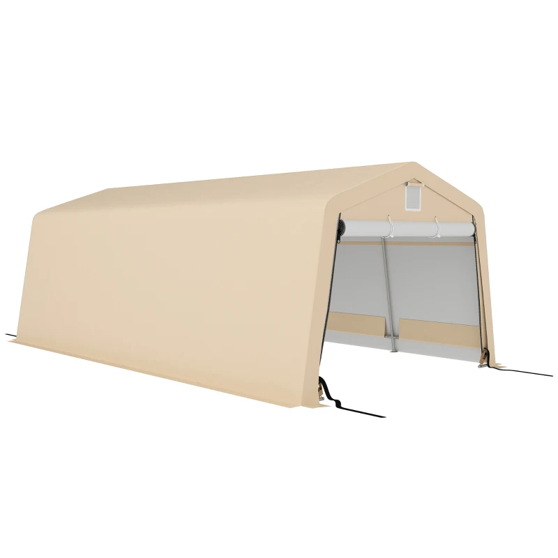 Outsunny Carport Garage Zelt 6,2L x 3,3B x 2,4H m feuerverzinkter Stahl HDPE 150 g/m² wasserdicht anti-UV