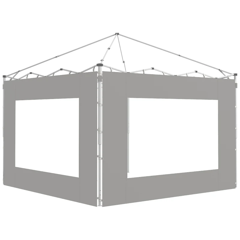 Outsunny Set di 2 Laterali per Tenda, Gazebo 295 x 195 cm, Pareti di Ricambio in Tessuto per Pergola da 6 x 3 o 3 x 3 M, Grigio