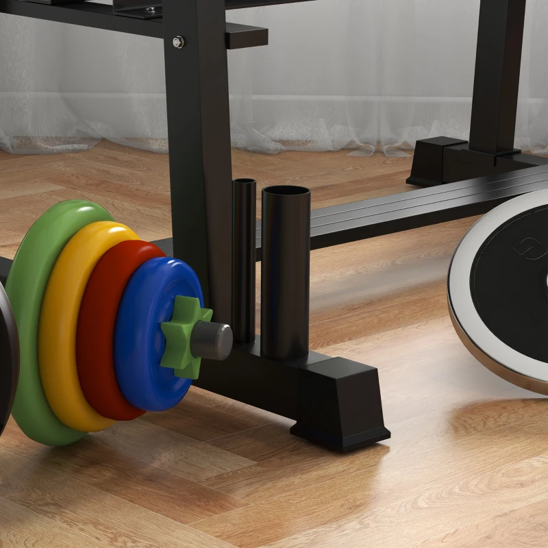 SPORTNOW Soporte de pesas multifunción rack de almacenamiento para pesas, kettlebells, discos de peso y barras de pesas