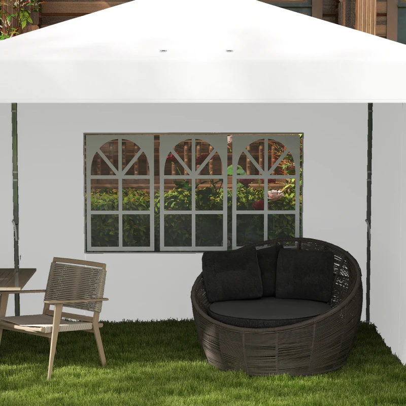 Outsunny Tenda da Ricezione, Gazebo Pieghevole 6x3m con Pareti Laterali, Altezza Regolabile con Borsa da Trasporto con Ruote, Bianco