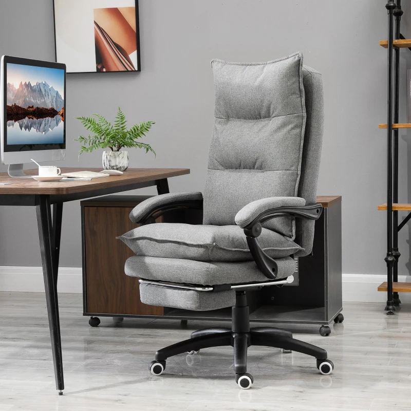 Vinsetto Silla de Oficina con Masaje Silla Ergonómica con Altura Ajustable Respaldo Reclinable Reposapiés Integrado y Control Remoto