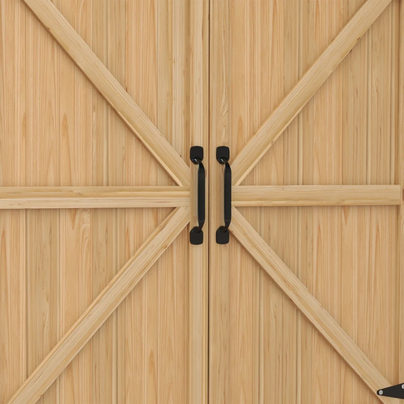 Outsunny Tavolo da Giardino con Armadio e Scaffali con Piedini Antiscivolo in Legno di Abete, Giallo