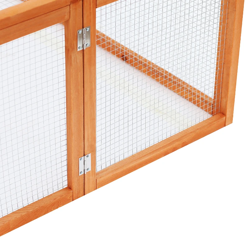PawHut Jaula para conejos plegable interior exterior con 2 puertas superiores 181x100x48 cm madera maciza pino