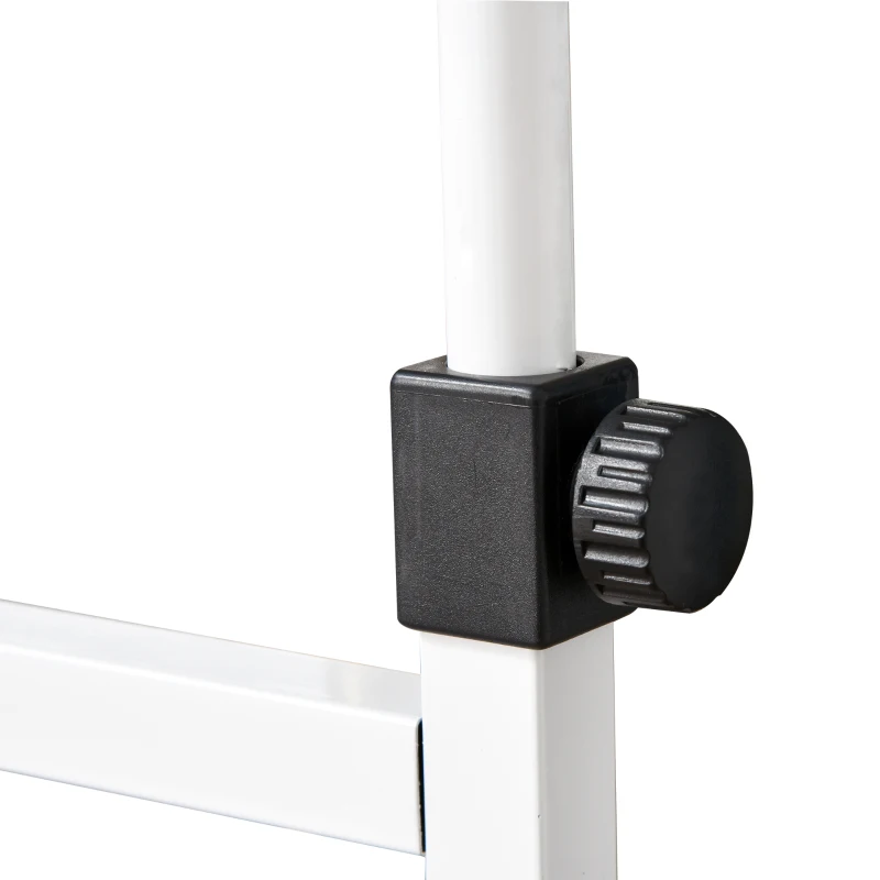 HOMCOM Tavolino da Salotto con Ruote, Regolabile in Altezza, Compatto, con 2 Ripiani, Struttura in Metallo, 80x40x72-82 cm, Bianco