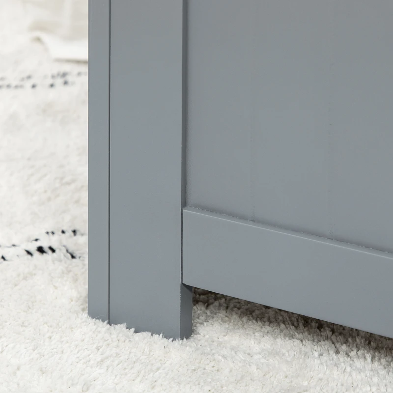 HOMCOM Baule Portaoggetti con Cerniere di Sicurezza, Cassapanca in Legno, Baule Porta Giocattoli, Coperchio Ribaltabile, Grigio