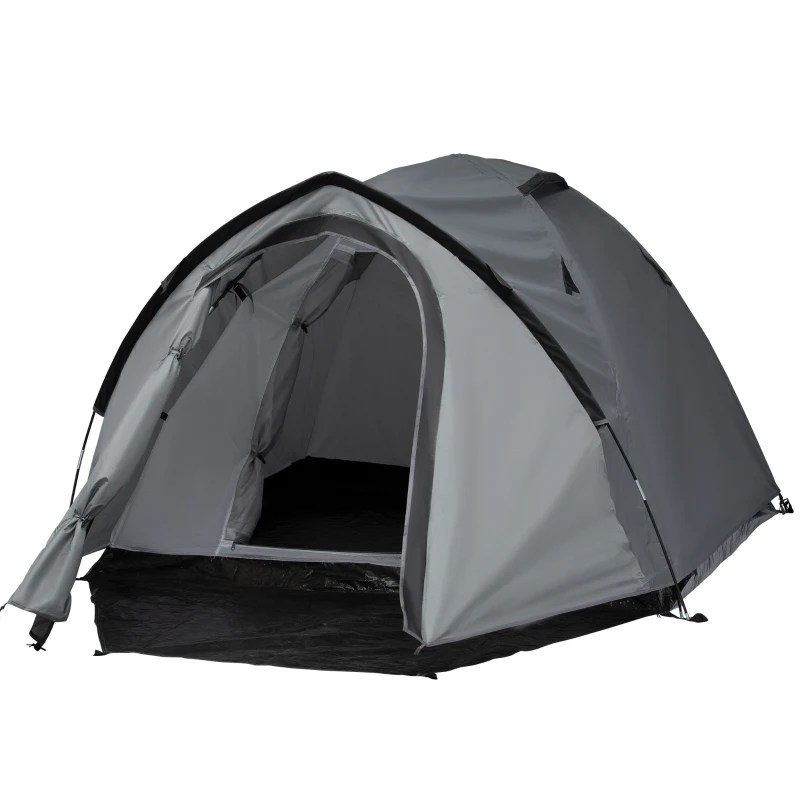 Outsunny Tienda de camping para 2-3 personas tienda cúpula impermeable ligera ventilada 2 puertas ventanas fibra de vidrio poliéster PE