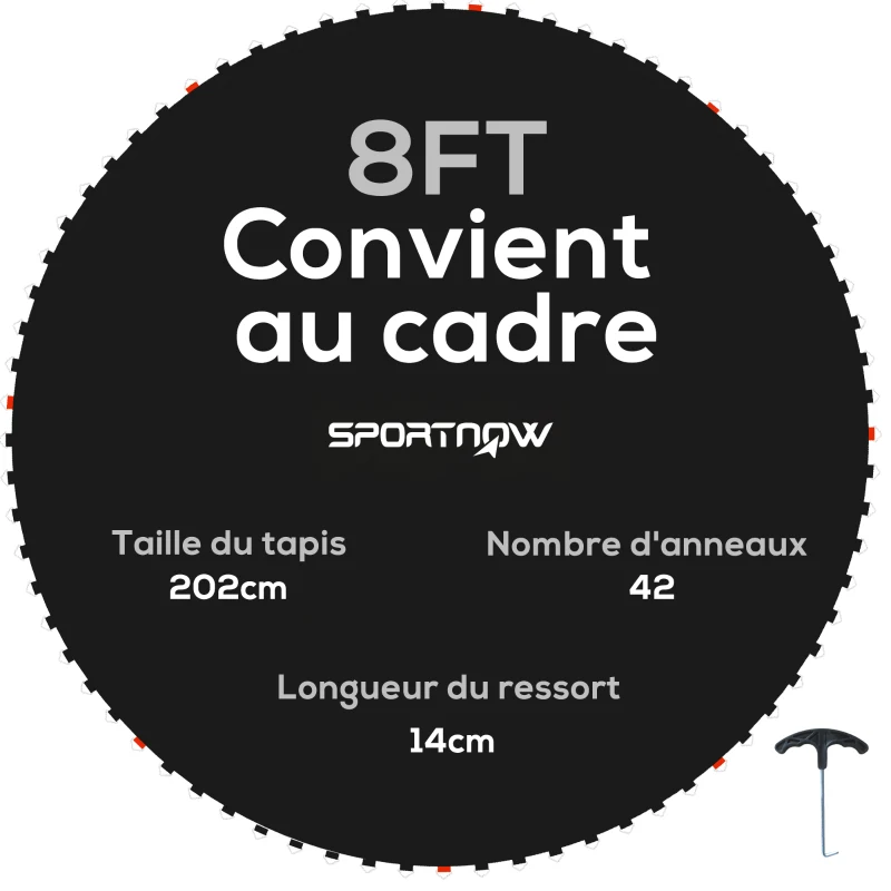 SPORTNOW Ersatztuch für Trampolin Sprungtuch, kompatibel Trampolin Ø 2,4 m und 14 cm Federn