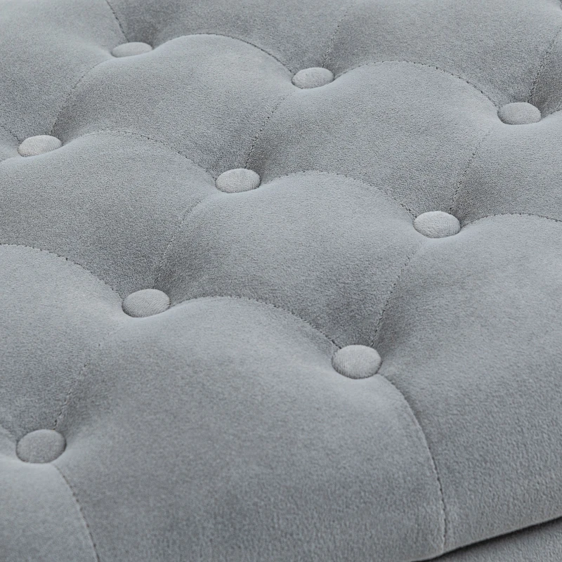 HOMCOM Banco de Cama en Tela de Terciopelo con Espacio de Almacenamiento y Reposabrazos 126x48,5x57 cm Gris(m-4)