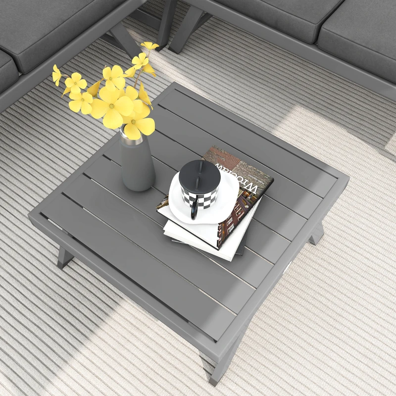 Outsunny Set da Giardino ad Angolo e Convertibile, 4 Pezzi con 2 Divani, 1 Poltrona d'Angolo e 1 Tavolino, Grigio