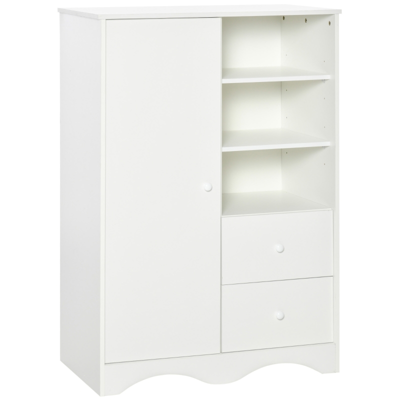 HOMCOM Armadio con Porta e 5 ripiani, 3 nicchie, 2 cassetti, mobile di stoccaggio bianco per camera, soggiorno, ufficio