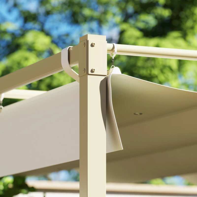 Outsunny Pérgola de jardín 3x3m con techo retráctil y fijación magnética, toldo de protección solar, UPF30+, kaki
