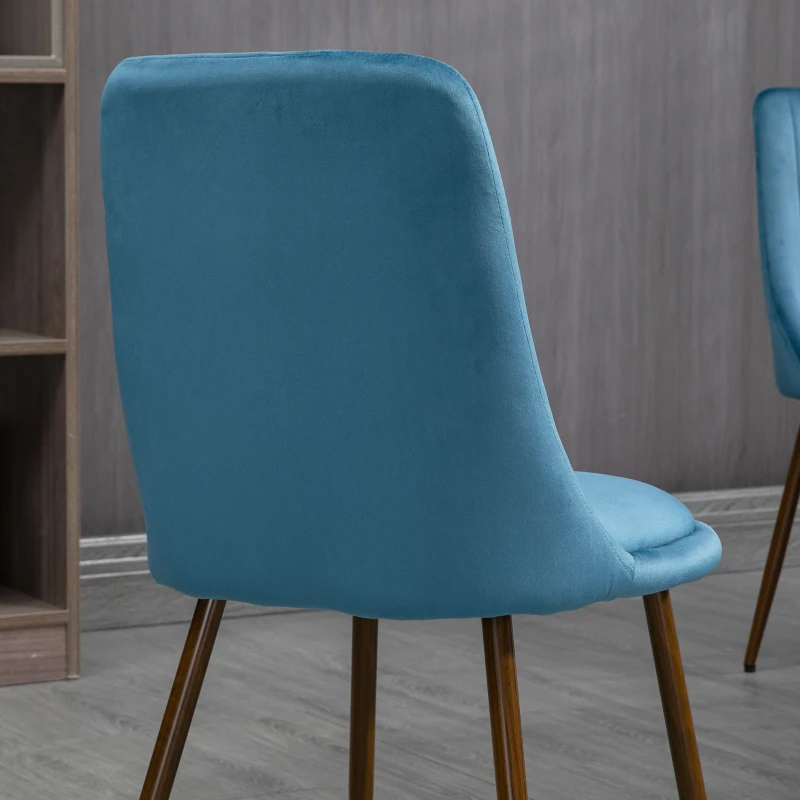 HOMCOM Chaises de Cuisine Rembourrées, Ensemble de 4 en Polyester et Acier, 47x55x86 cm, Bleu