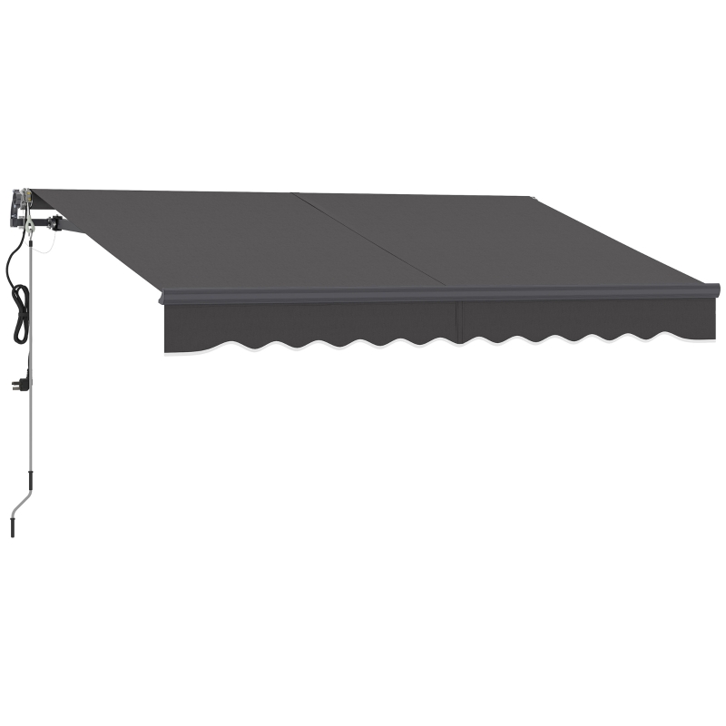 Outsunny Parasol à bras articulé avec manivelle électrique réglable en hauteur Gelenkarmmarkise 300 cm de large Gris foncé