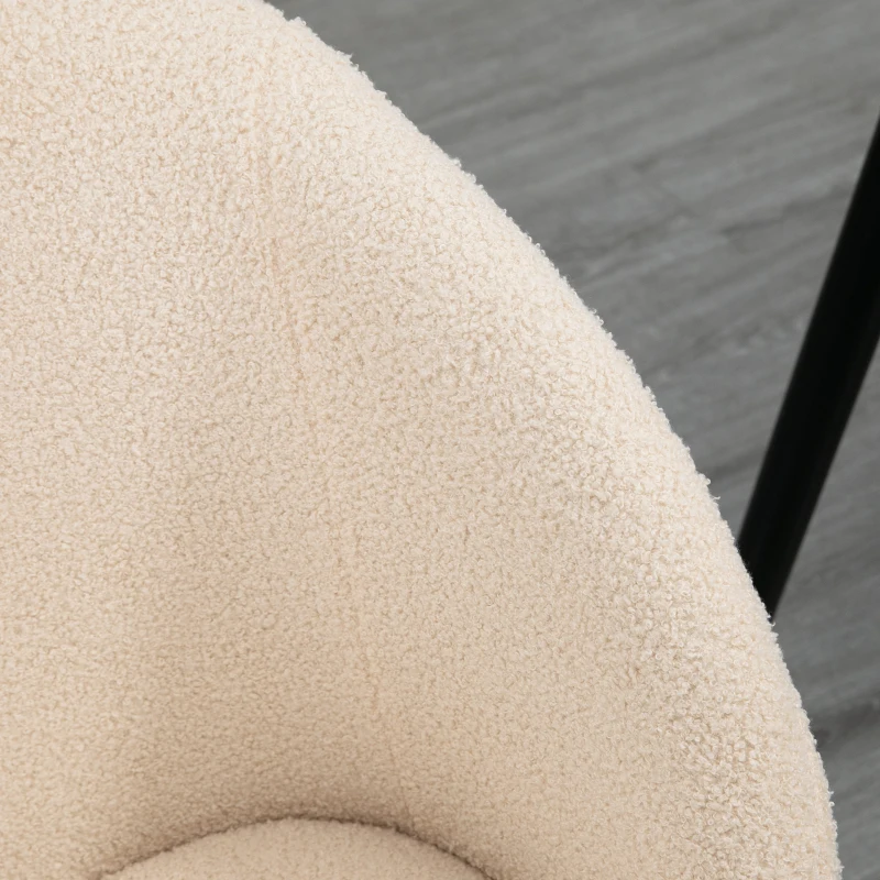 HOMCOM Conjunto de 2 sillas de comedor con respaldo en tela con efecto lana rizada patas de acero 55x62x80 cm Beige Negro