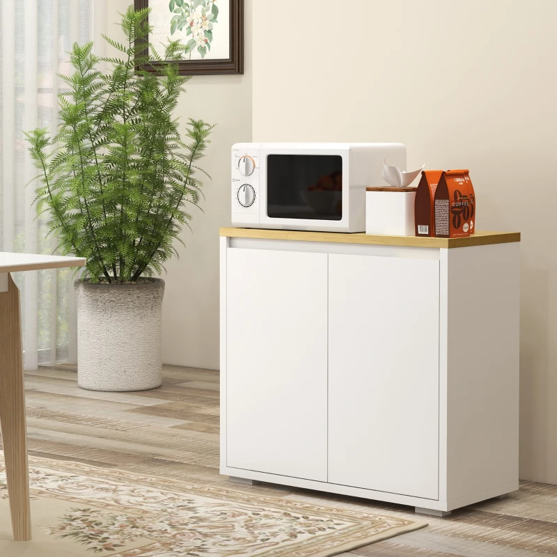 HOMCOM Buffet Polyvalent avec Armoire à 2 Niveaux en Panneau de Particules et Étagère réglable, 80x37x75cm