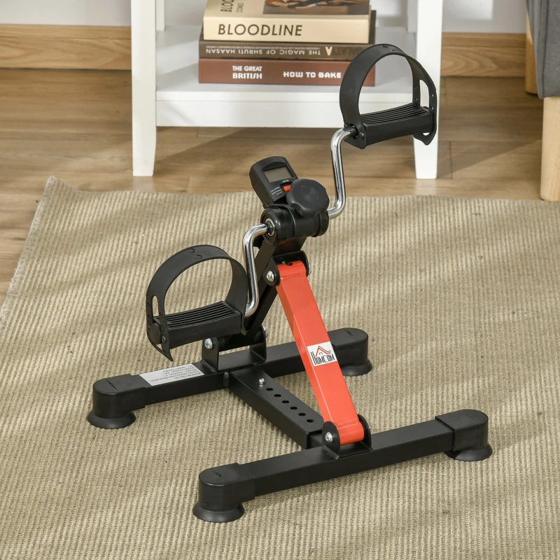 HOMCOM Mini Heimtrainer Pedalier Heimtrainer verstellbarer Widerstand LCD-Display 33-43 x 40 x 24,5-34,5 cm aus schwarzem Stahl