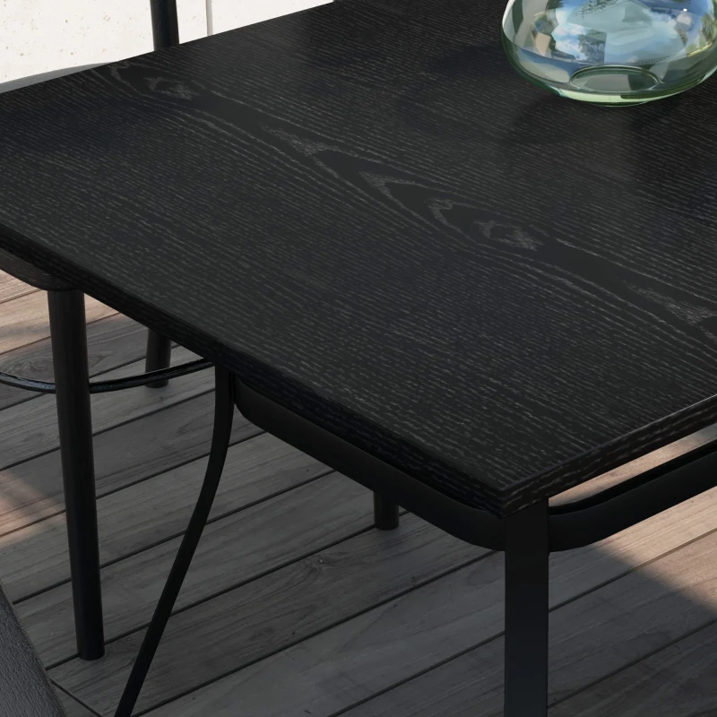 Outsunny Mesa de jardín mesa de terraza rectangular para 6 personas con patas de acero para jardín, césped, balcón, Negro