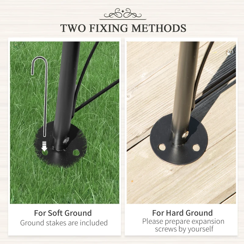 Outsunny Vintage Style Steel Garden Patio Outdoor Arbor & Trellis Arch Support For Vines & Climbing Plants Decoration - Black 2.3H m