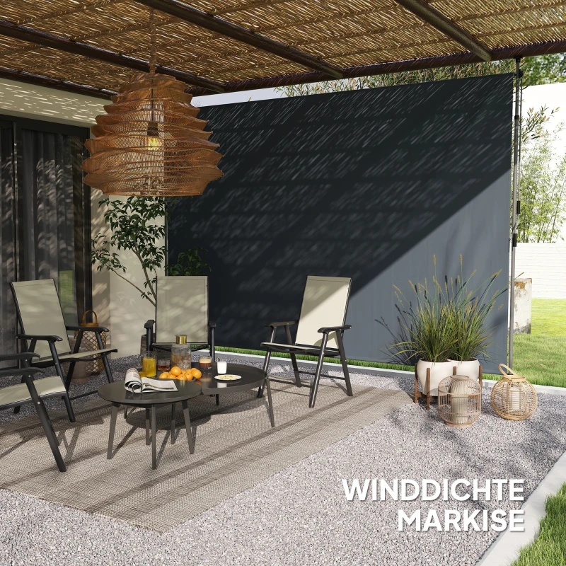 Outsunny Store à clipser avec manivelle ajustable Gelenkarmmarkise Markise sans perçage 350 cm de large Gris foncé