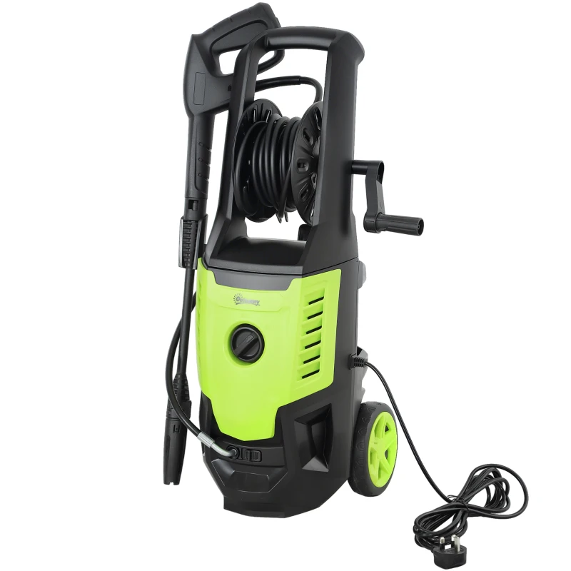 Outsunny 2200W High Pressure Washer, 170 Bar Pressure, 420 L/h Flow, Portable Electric Power Washer Jet Wash Cleaner with Adjustable Nozzle 6M Hose and Hose Reel for Home Patio Car Driveway
