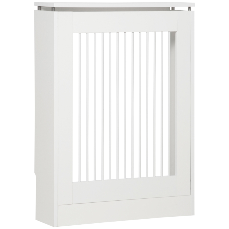 HOMCOM Cache-Radiateur à Lattes Moderne et Élégant pour la Maison, en MDF et Acier, 60x18x84cm, Blanc