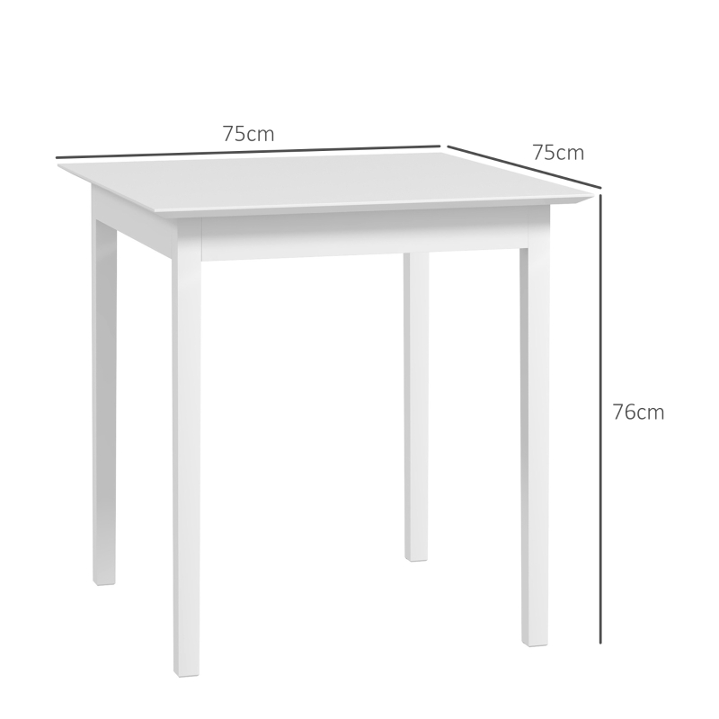 HOMCOM Mesa de Cocina Mesa de Comedor Mesa Cuadrada Diseño Moderno 75x75x76 cm Blanco