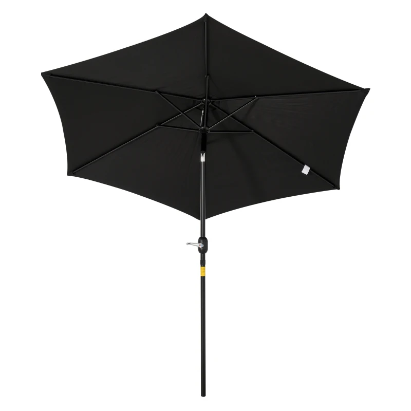 Outsunny Parasol derecho parasol inclinable de jardín manivela tela poliéster alta densidad 180 g/m² 2,6x2,35 m aluminio Negro