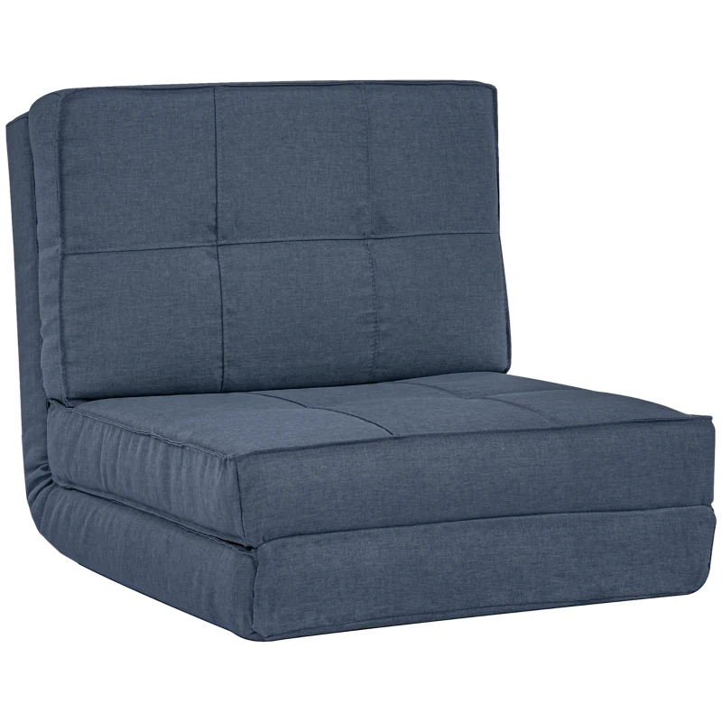 HOMCOM Sofá de Suelo Plegable Sillón de Descanso 5 Posiciones Ajustables Sillón Plegable Sofá Cama Cama Individual Azul 61x73x58 cm