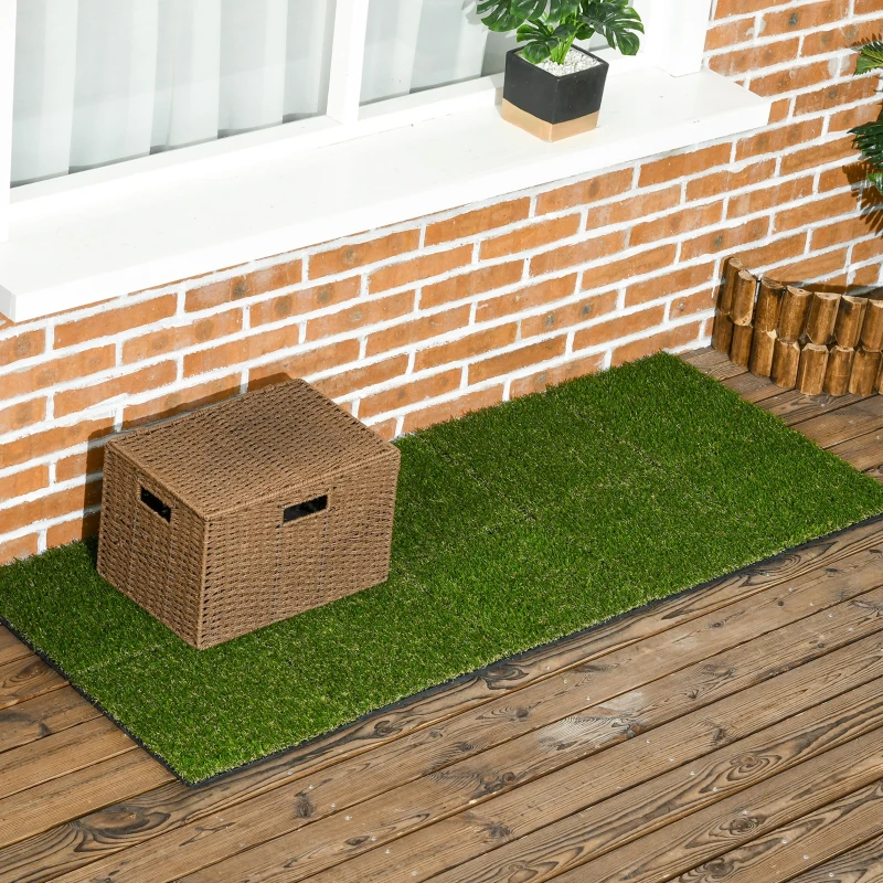 Outsunny Erba Sintetica Artificiale, Set di 10 Piastrelle 30 x 30 cm, Spessore 3 cm, Design ad Incastro, Verde